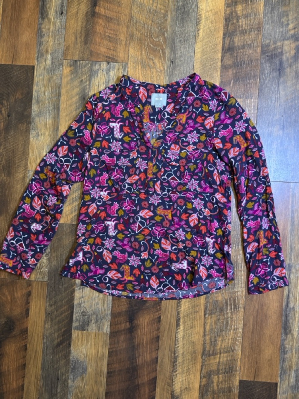 Anthropologie Maeve Moonflower henley blouse top size 8